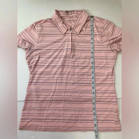 Nike Golf Fit Dry Women’s Polo Pink Black White Stripe 1/4 Zip Size M - Picture 3 of 7